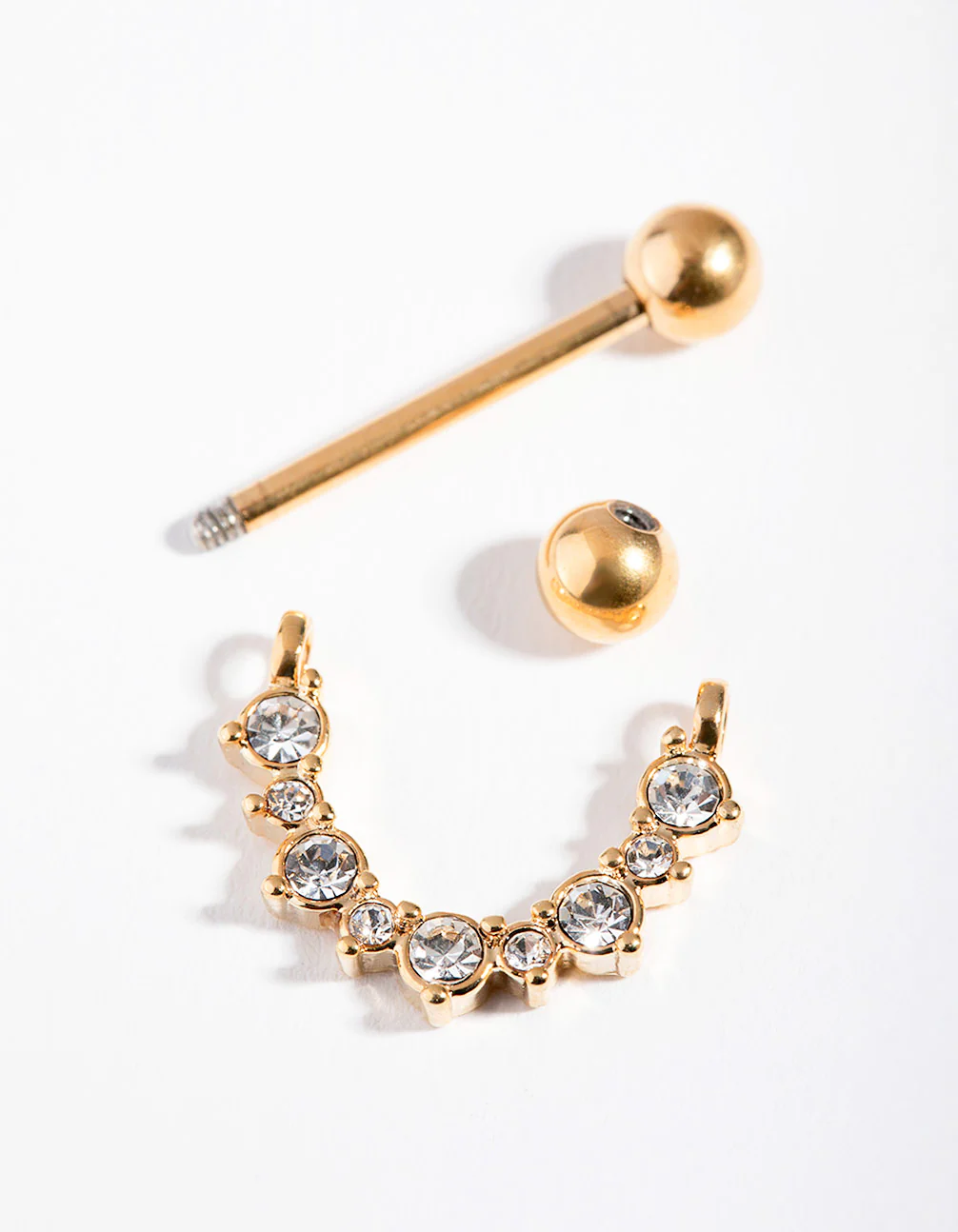 Gold Surgical Steel Curve Nipple Bar - Image 3