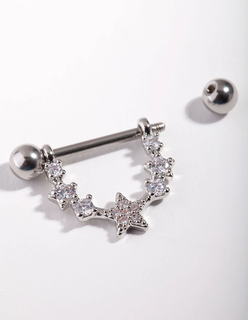 Surgical Steel Star Curve Nipple Bar - Image 3