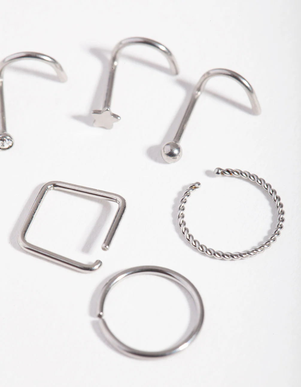 Surgical Steel Twist Square Nose Stud 6-Pack - Image 3