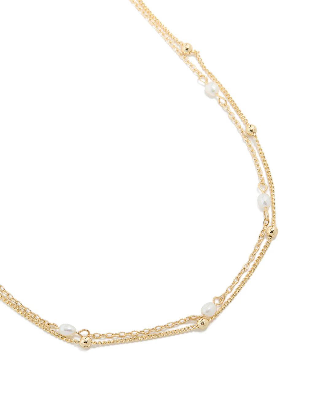 Gold Plated Freshwater Pearl Layered Necklace - Image 2