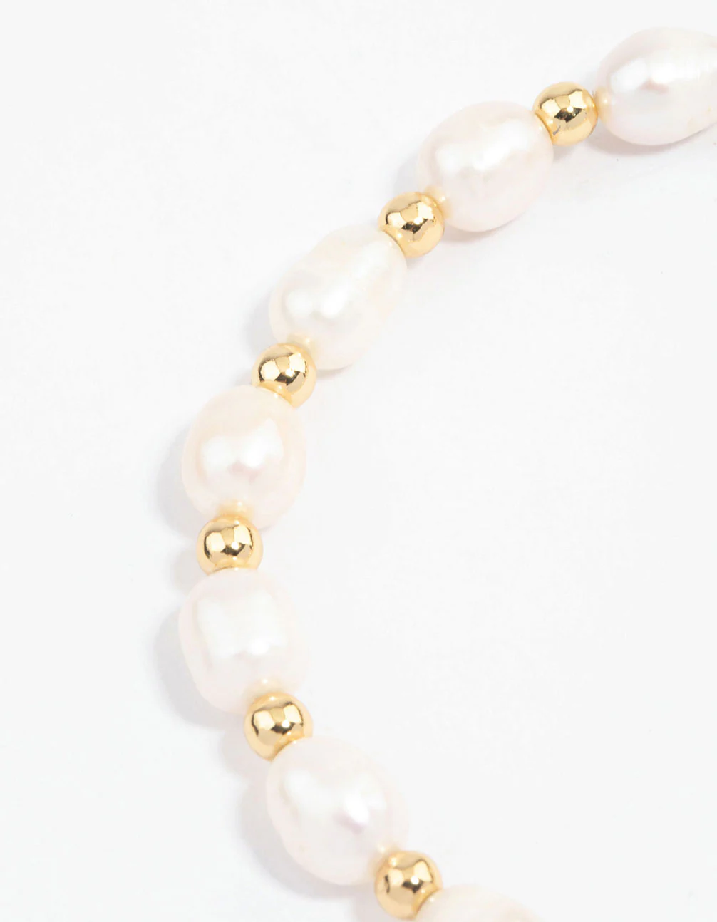 Gold Plated Beaded & Freshwater Pearl Stretch Bracelet - Image 2
