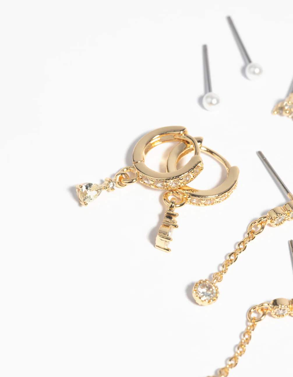Gold Plated Cubic Zirconia & Pearl Earring 4-Pack - Image 4