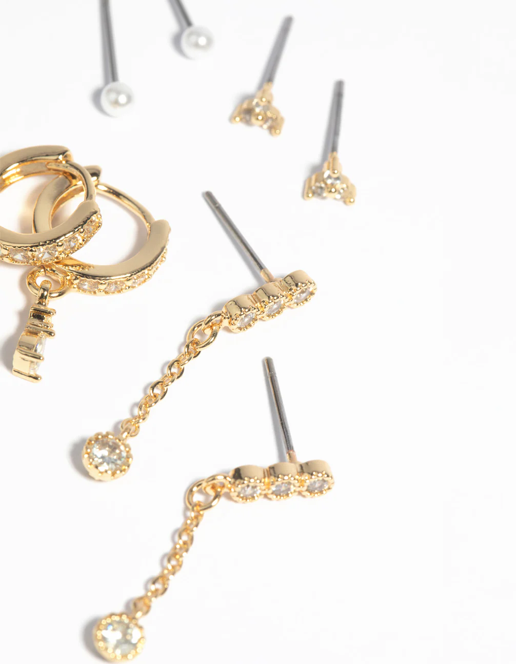 Gold Plated Cubic Zirconia & Pearl Earring 4-Pack - Image 5