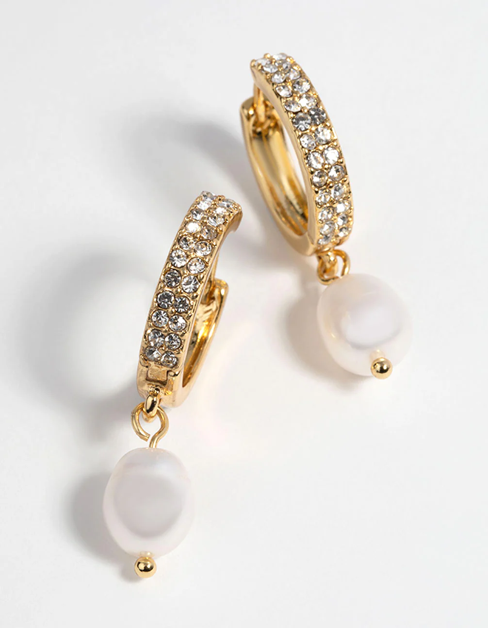 Gold Plated Huggie Hoop Earrings with Freshwater Pearls - Image 4