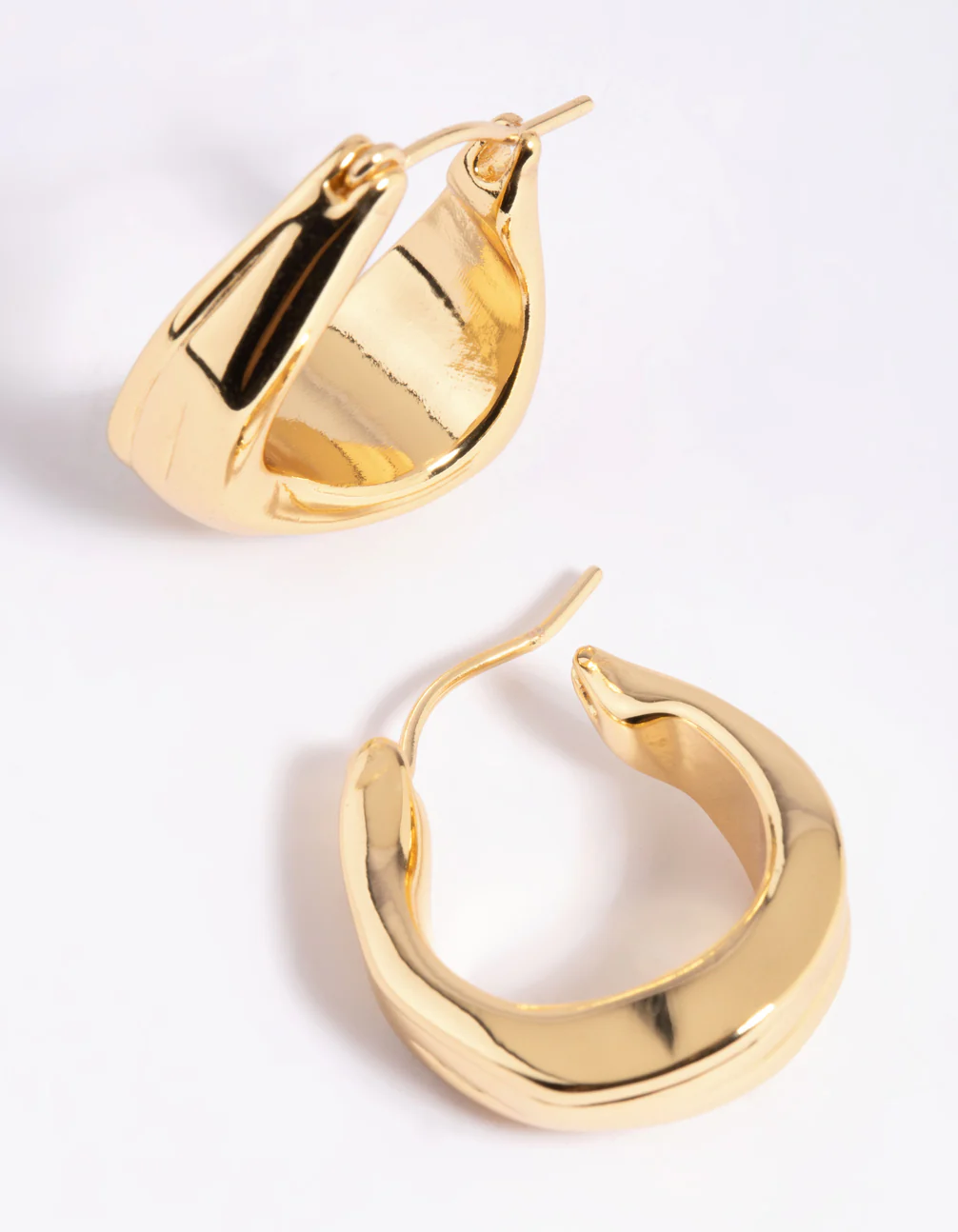 Gold Plated Molten Hoop Earrings - Image 2