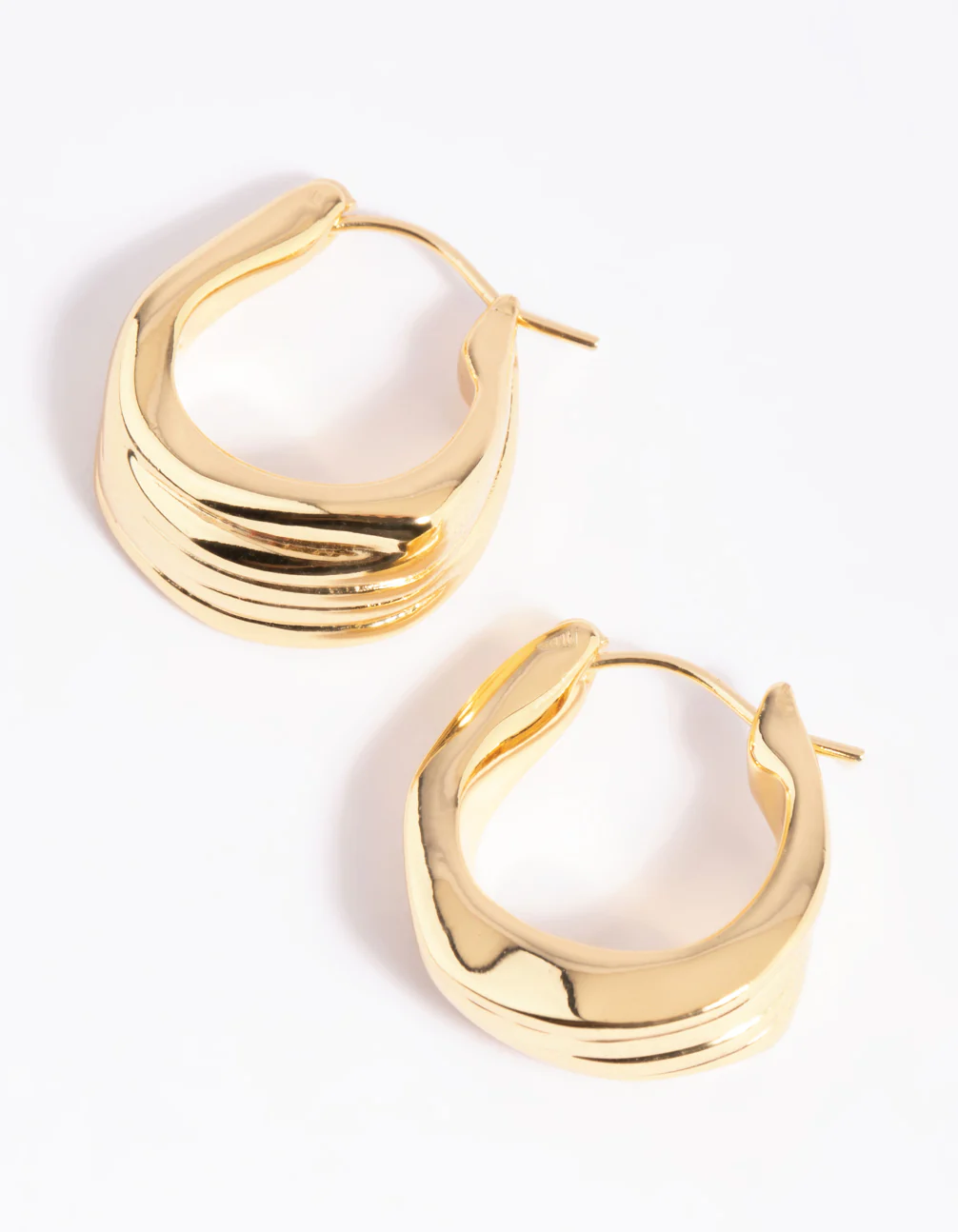 Gold Plated Molten Hoop Earrings - Image 3
