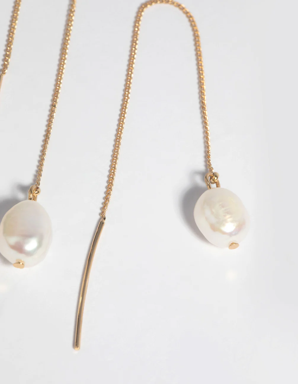 Gold Plated Pearl Thread Through Earrings - Image 6