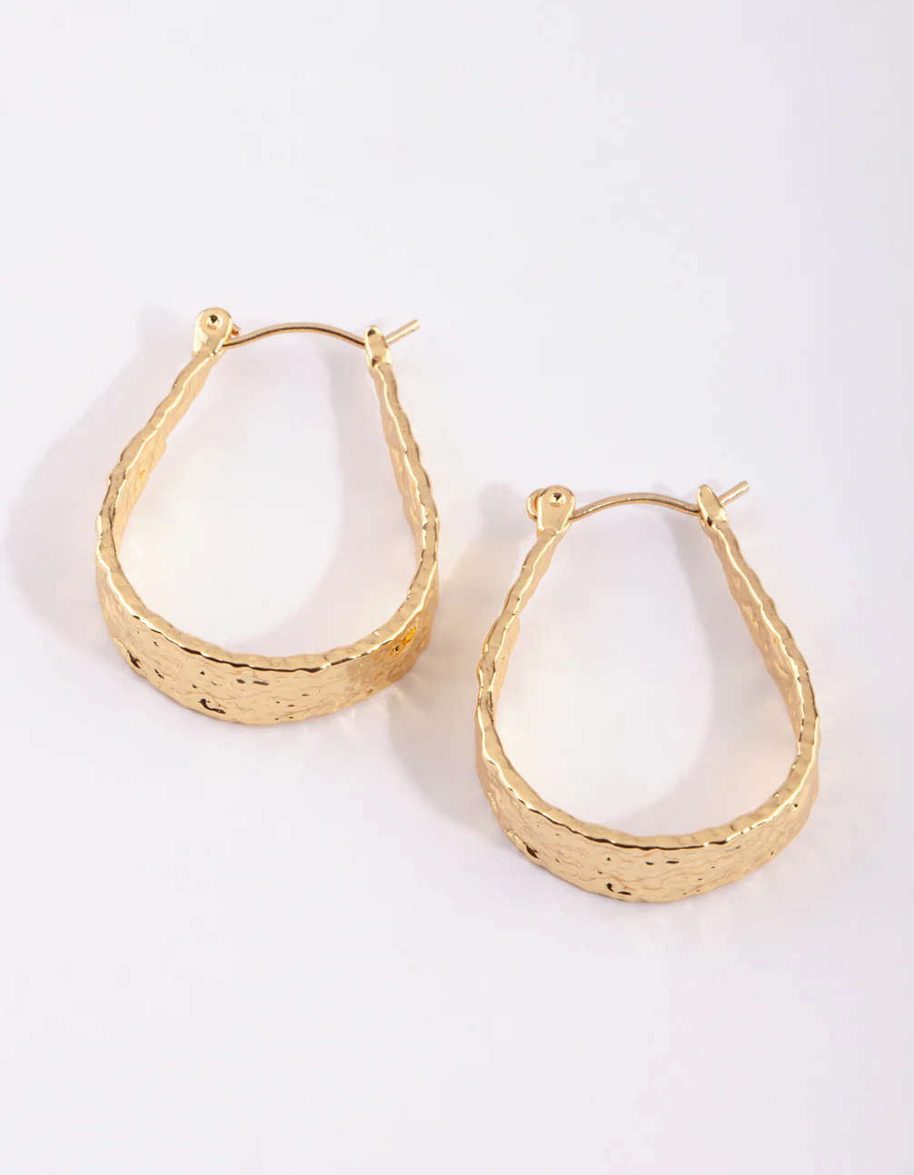 Gold Plated Molten Hoop Earrings - Image 2