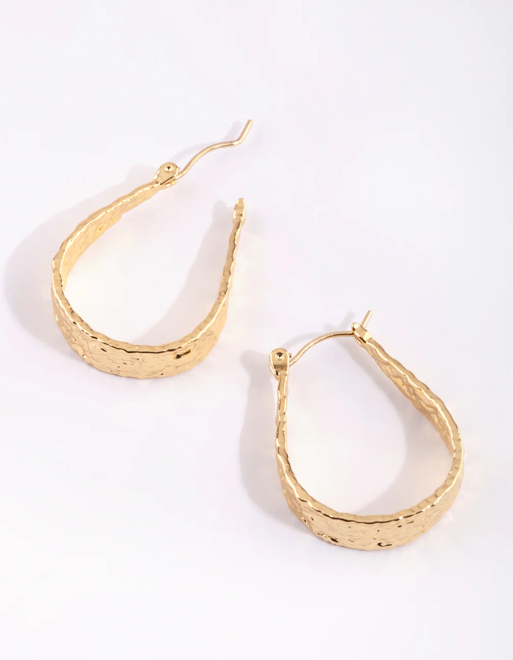 Gold Plated Molten Hoop Earrings - Image 4