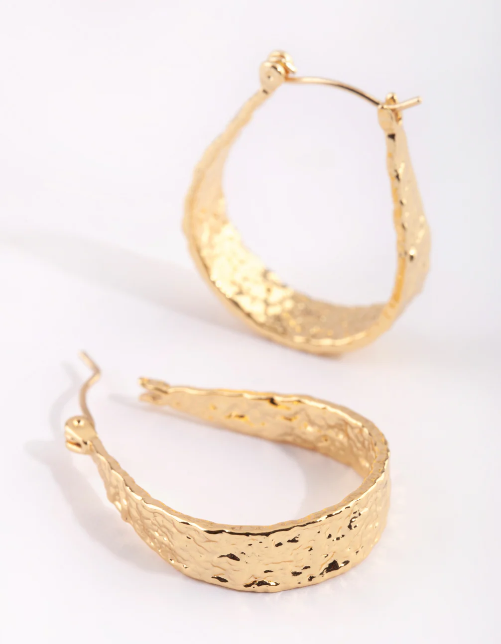 Gold Plated Molten Hoop Earrings - Image 6
