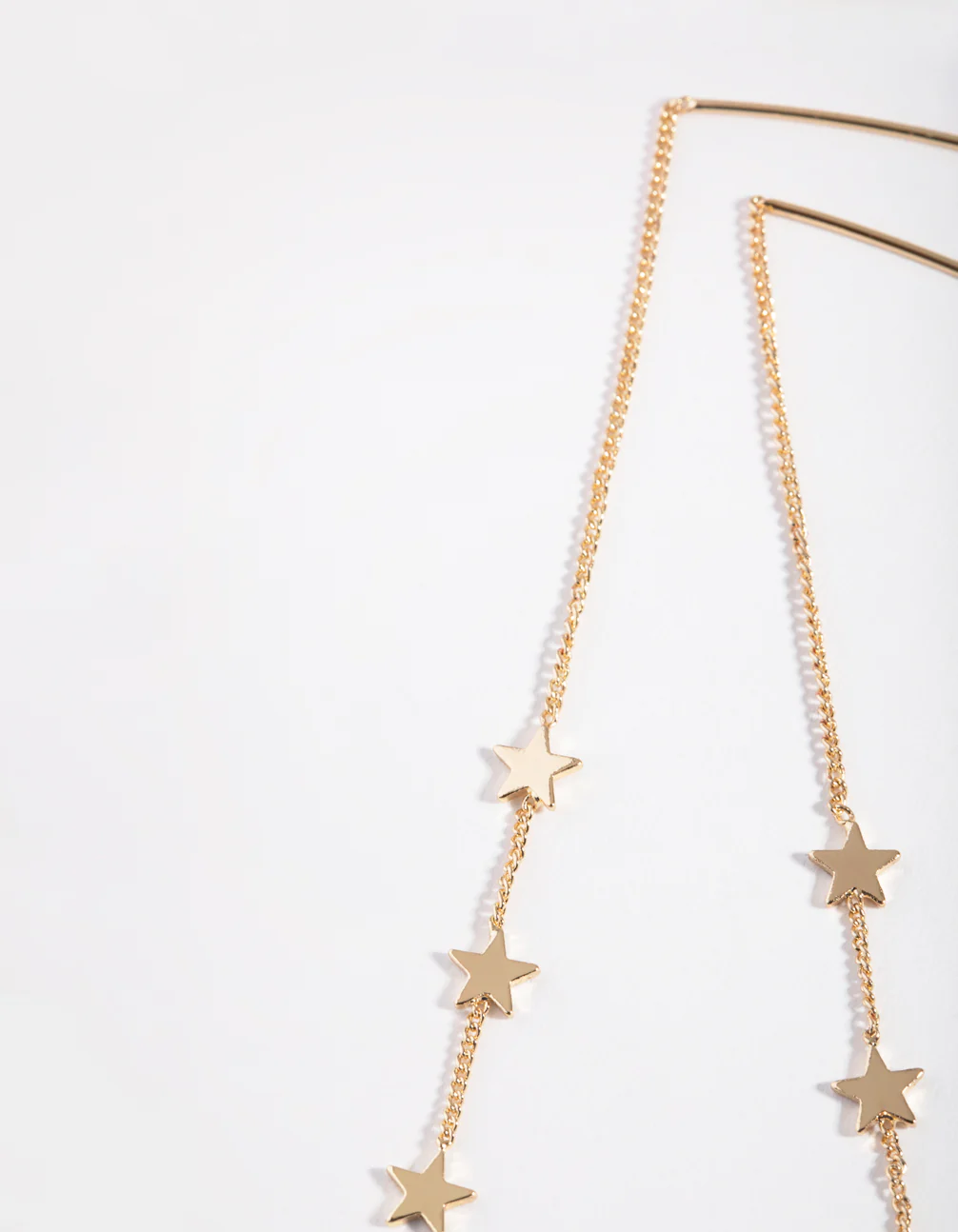 Gold Plated Three Stars Thread Through Earrings - Image 2