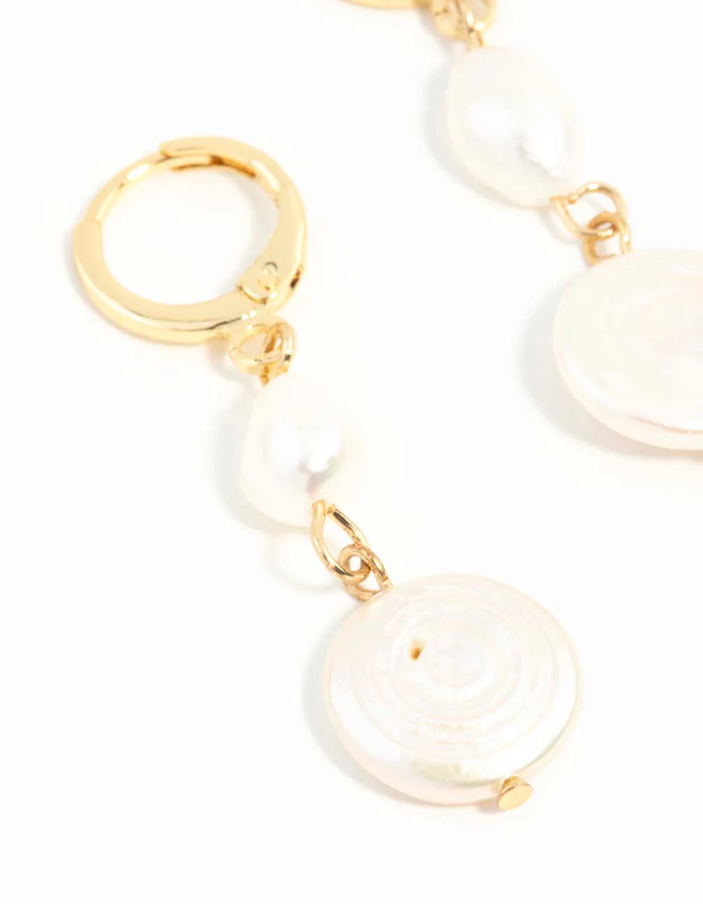Gold Plated Multi Freshwater Pearl Huggie Earrings - Image 4