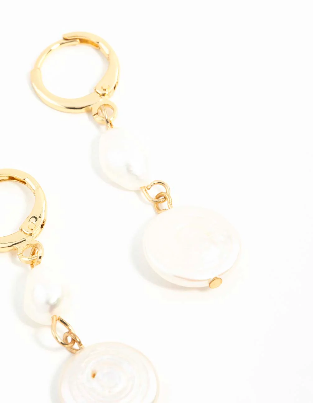 Gold Plated Multi Freshwater Pearl Huggie Earrings - Image 5