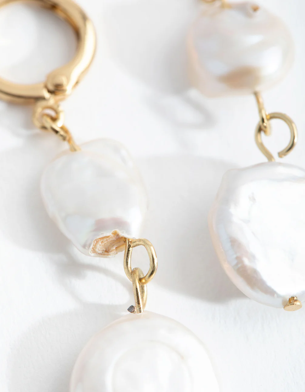 Gold Plated Multi Freshwater Pearl Huggie Earrings - Image 8