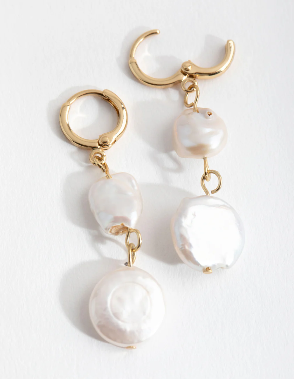 Gold Plated Multi Freshwater Pearl Huggie Earrings - Image 9