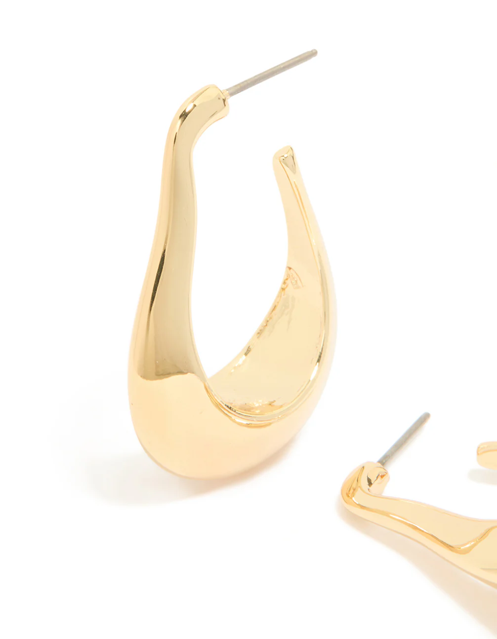 Gold Plated Rectangle Wide Hoop Earrings - Image 4