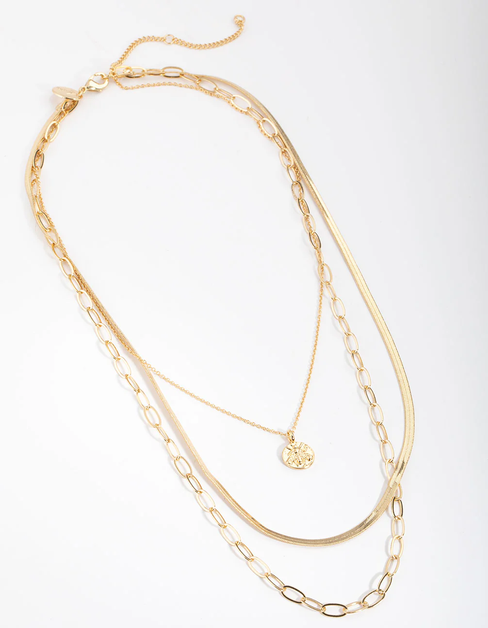 Gold Plated Disc Layered Necklace - Image 2