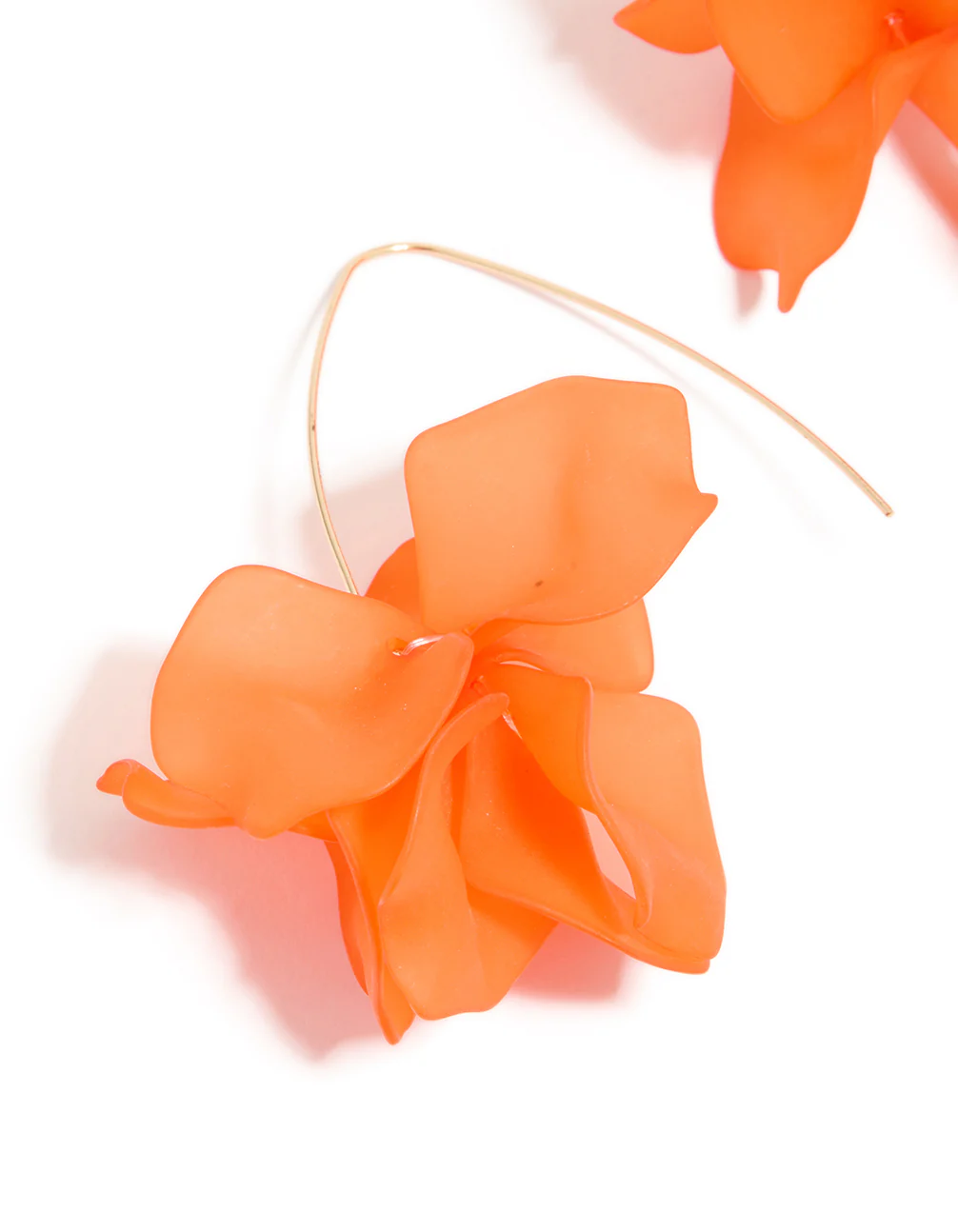 Orange Frosted Flower Drop Earrings - Image 3