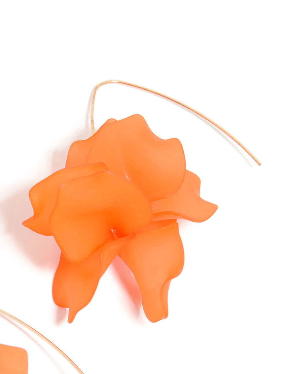 Orange Frosted Flower Drop Earrings - Image 4