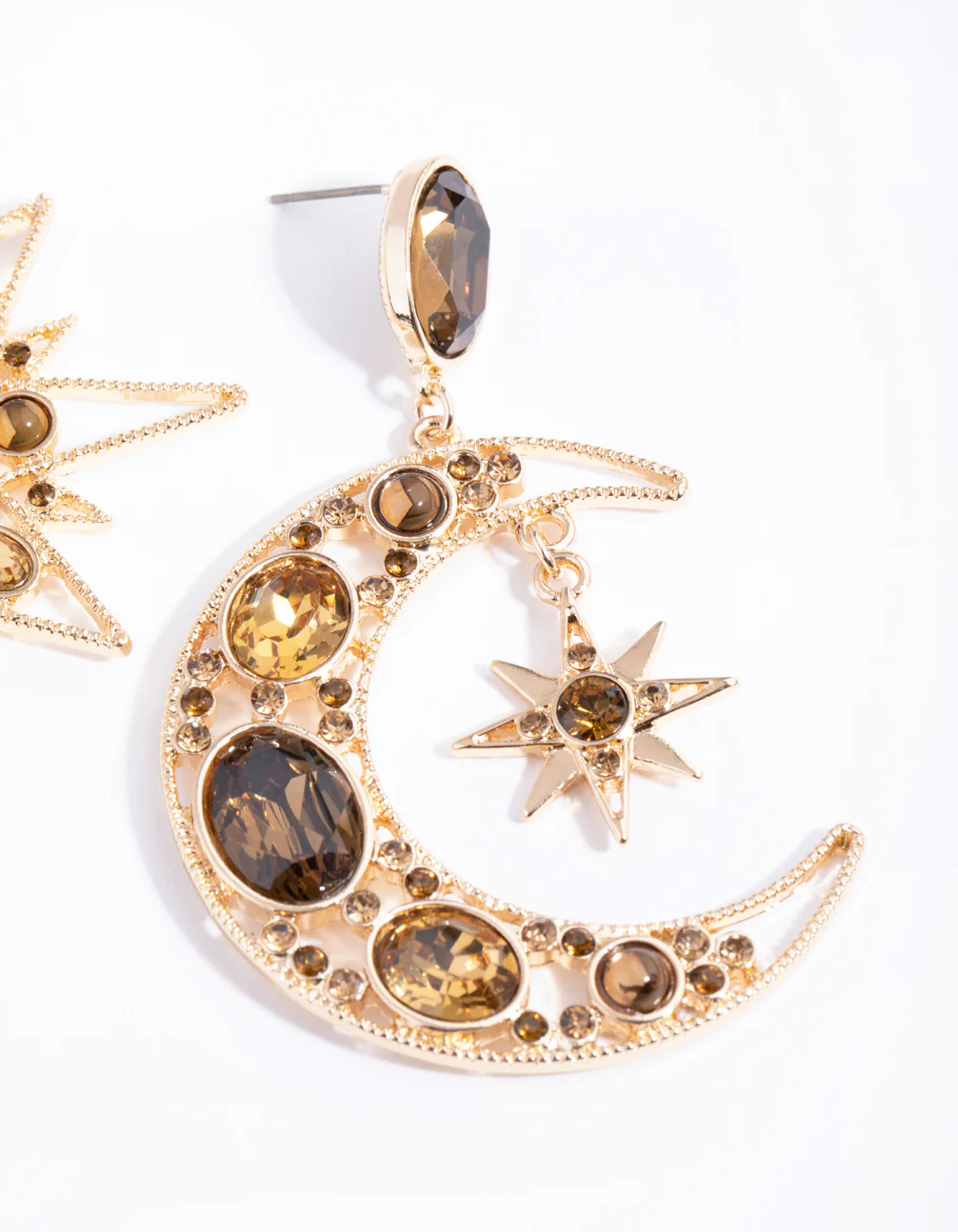 Gold Statement Star & Moon Earrings - Image 2