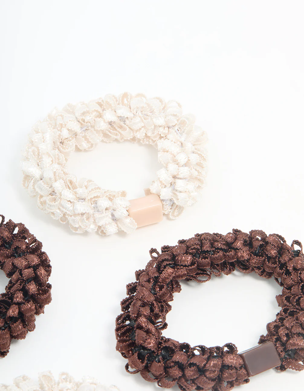 Brown & Cream Fabric Hair Ties 4-Pack - Image 3