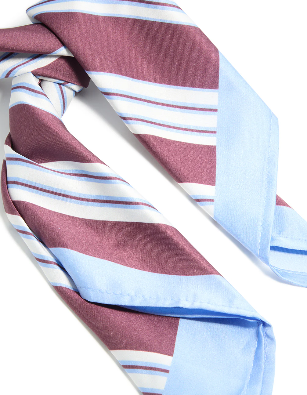 Brown & Pale Blue Fabric Striped Scarf - Image 3