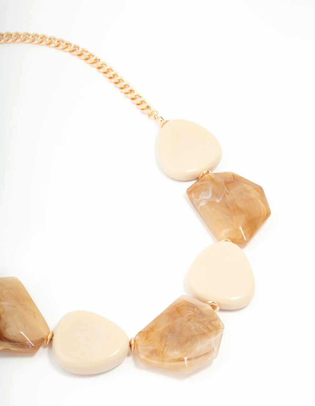 Brown & White Acrylic Statement Pendant Necklace