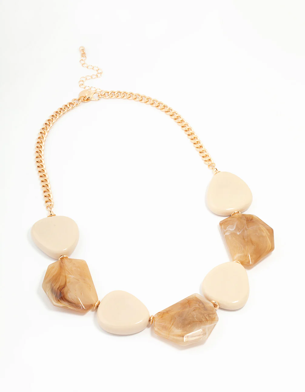 Brown & White Acrylic Statement Pendant Necklace - Image 4