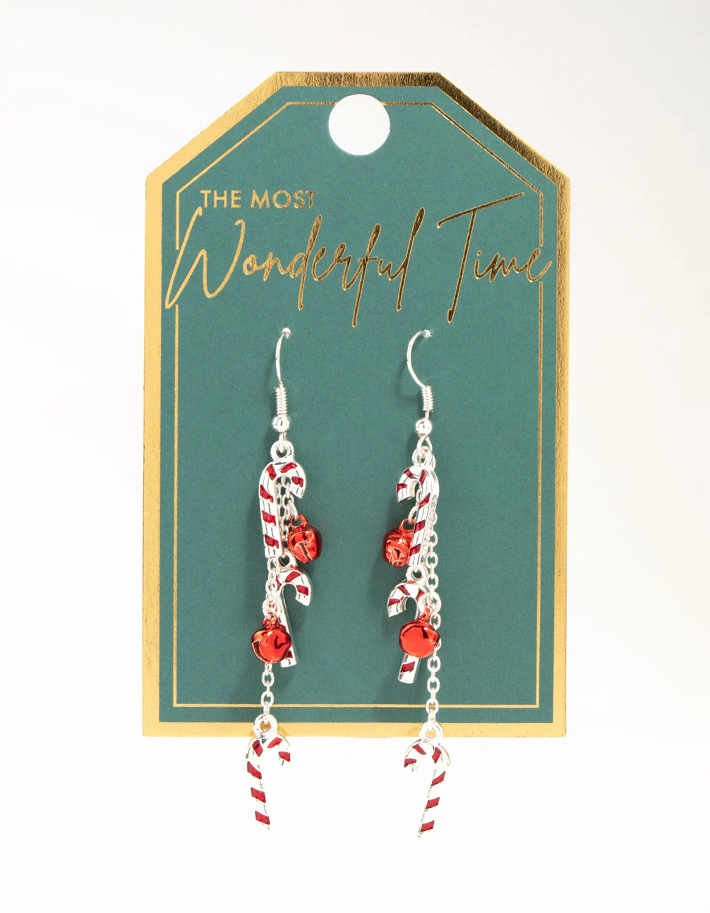 Silver Candy Canes & Bells Drop Earrings - Image 3