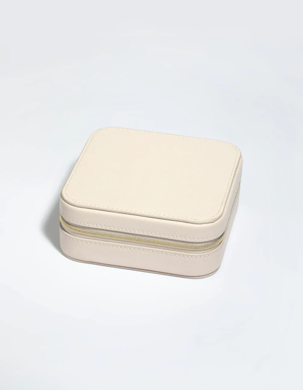 Cream Faux Leather Compact Square Jewellery Box - Image 2