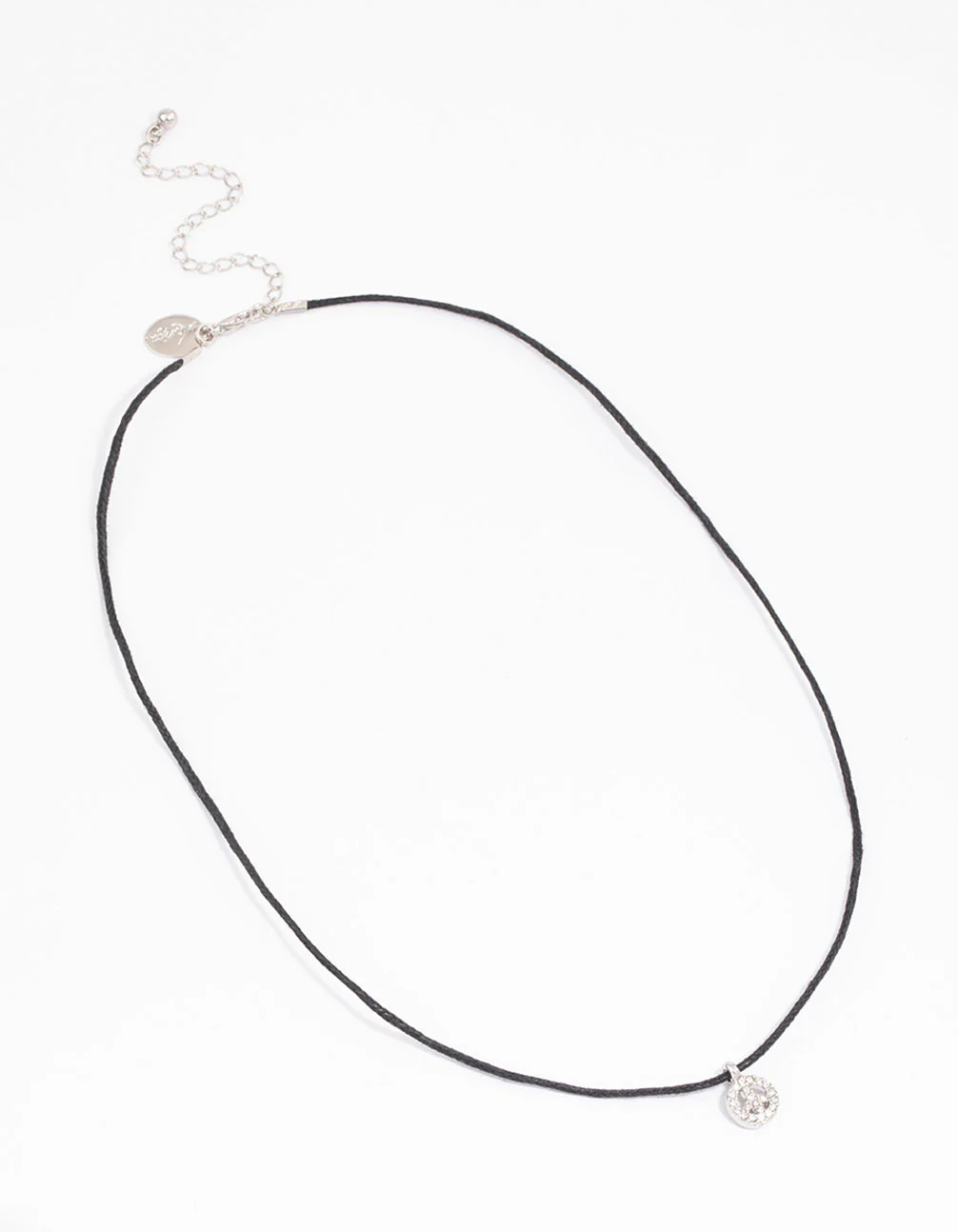 Silver Diamante Peace Sign Pendant Necklace - Image 2