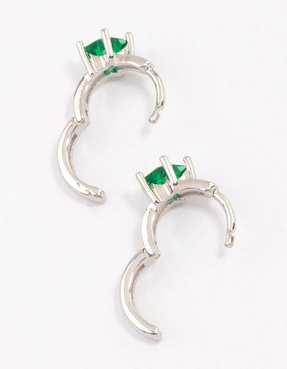 Silver Small Star Diamante Hoop Earrings - Image 3