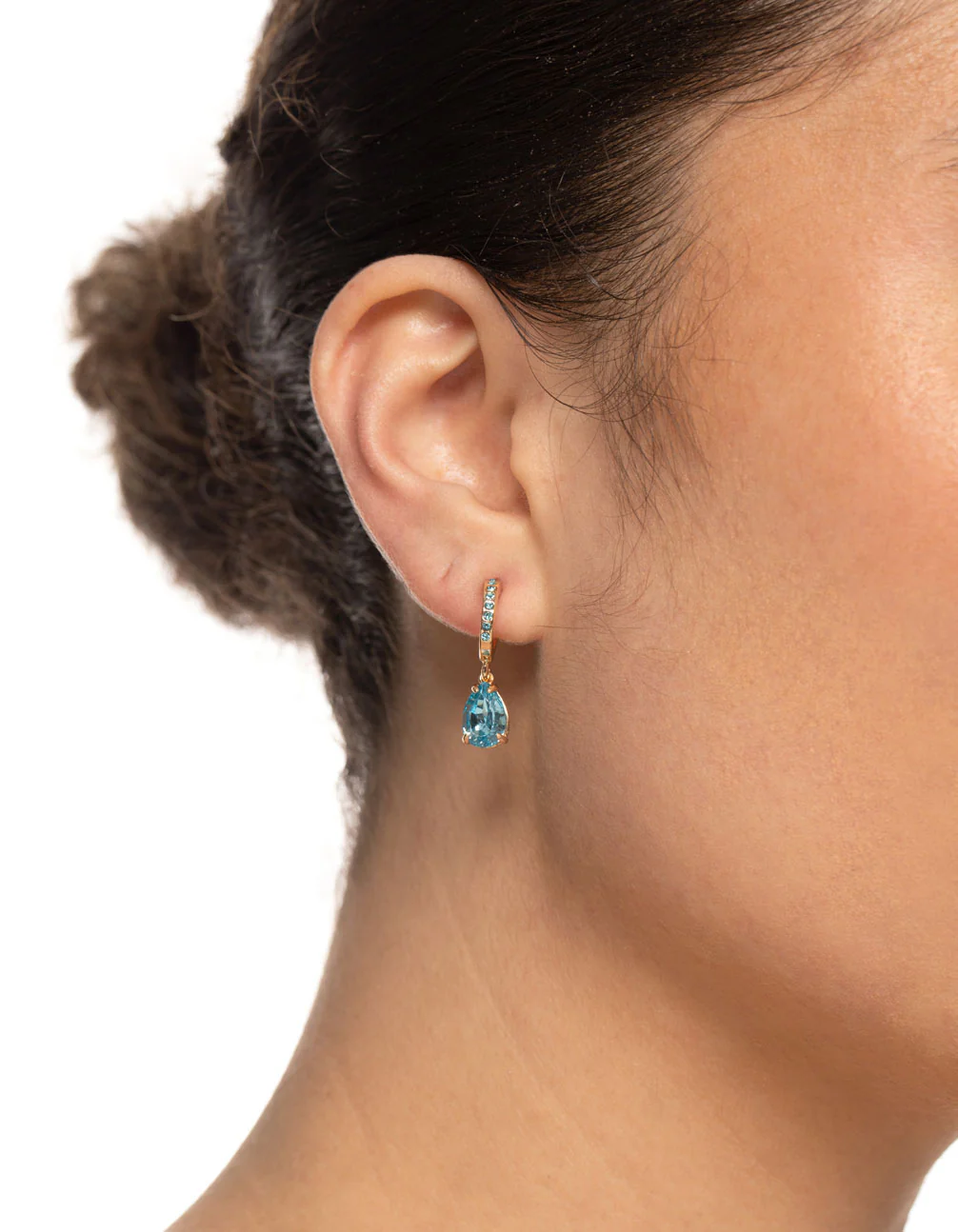 Aqua Diamante Pear Drop Earrings - Image 2