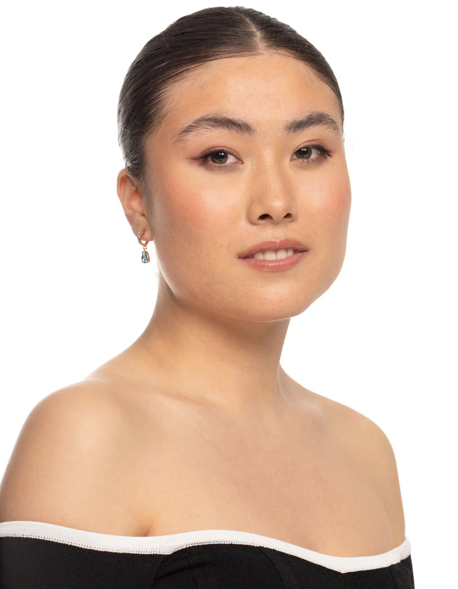 Aqua Diamante Pear Drop Earrings - Image 3