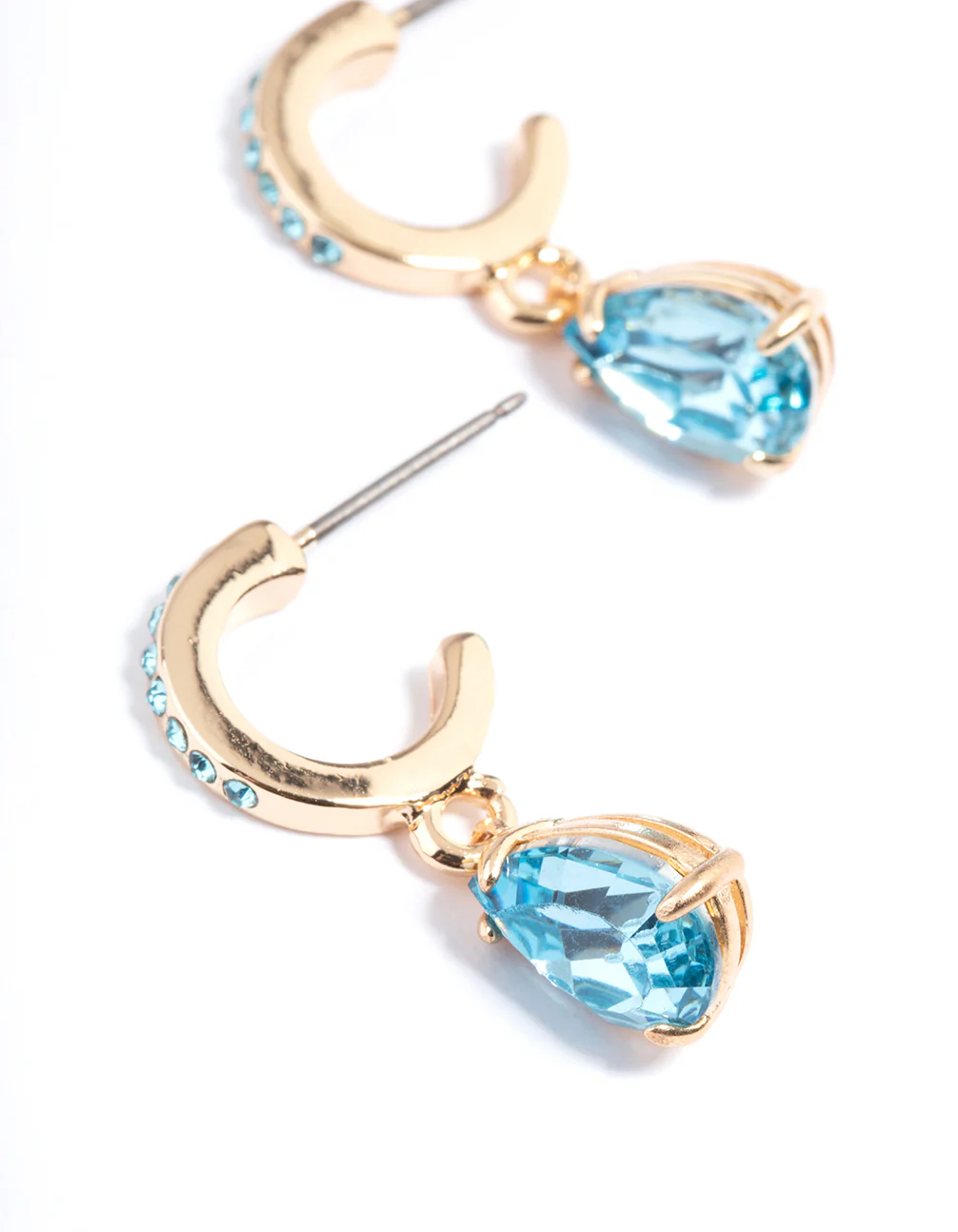 Aqua Diamante Pear Drop Earrings - Image 4