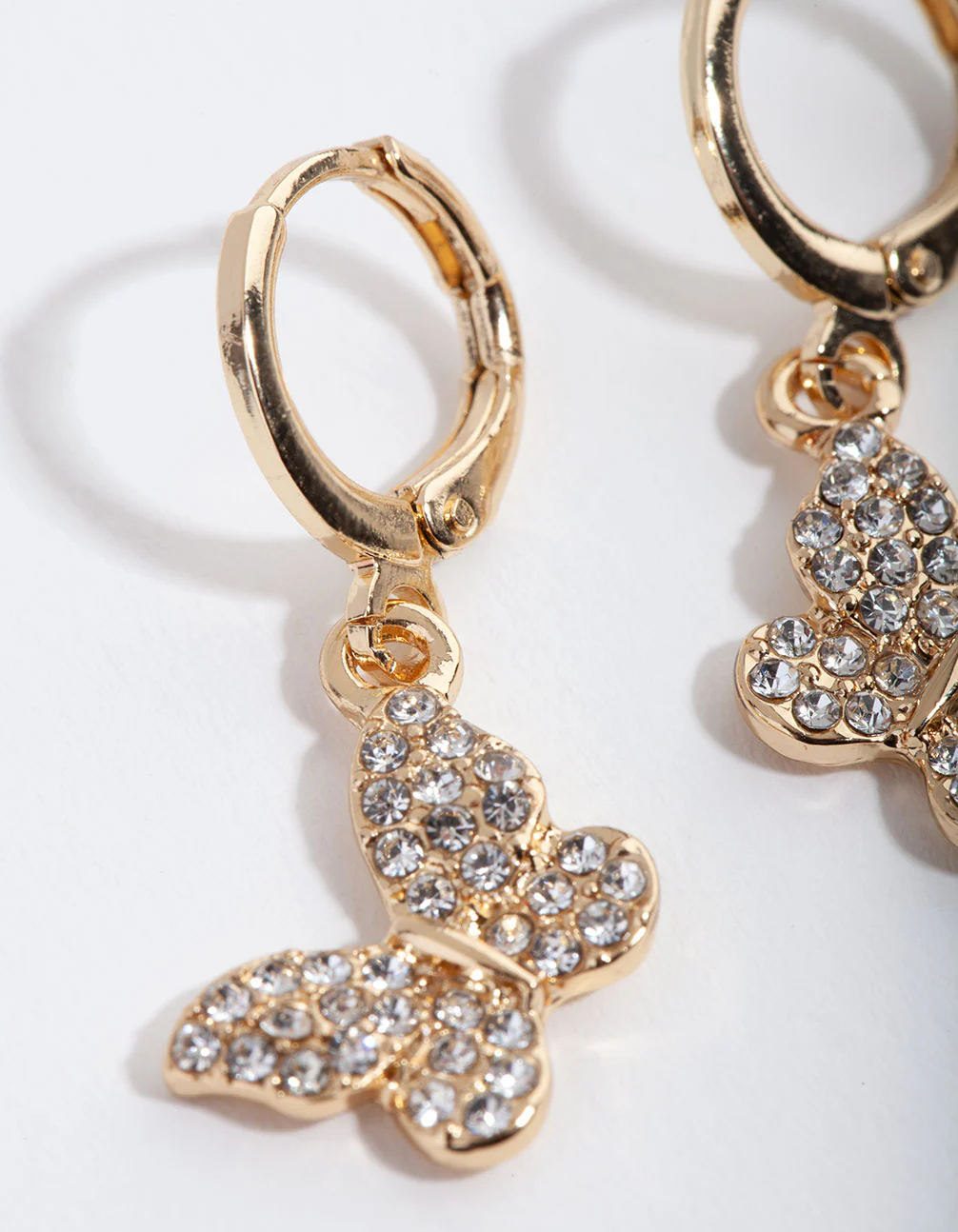Silver Diamante Butterfly Huggie Earrings - Image 2