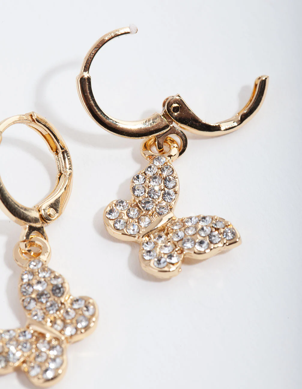 Silver Diamante Butterfly Huggie Earrings - Image 3