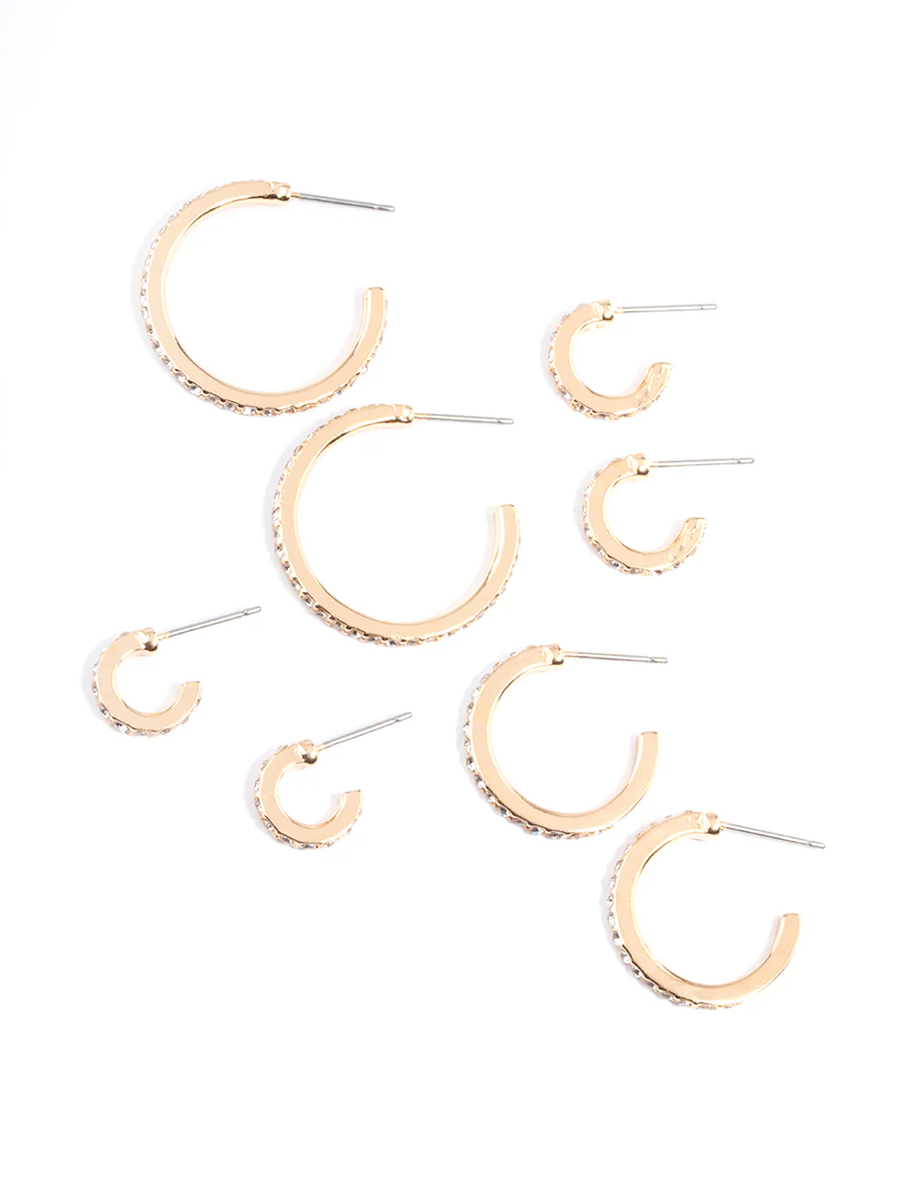 Gold Diamante Multi Size 4-Pack Hoop Earrings - Image 3