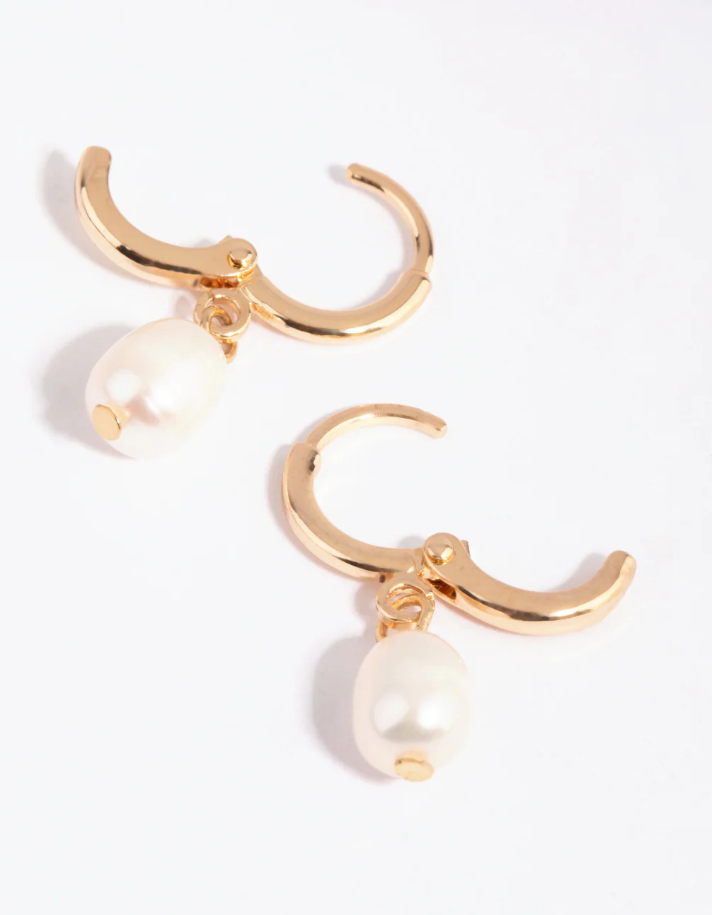 Gold Freshwater Pearl Huggie Earrings - Image 4