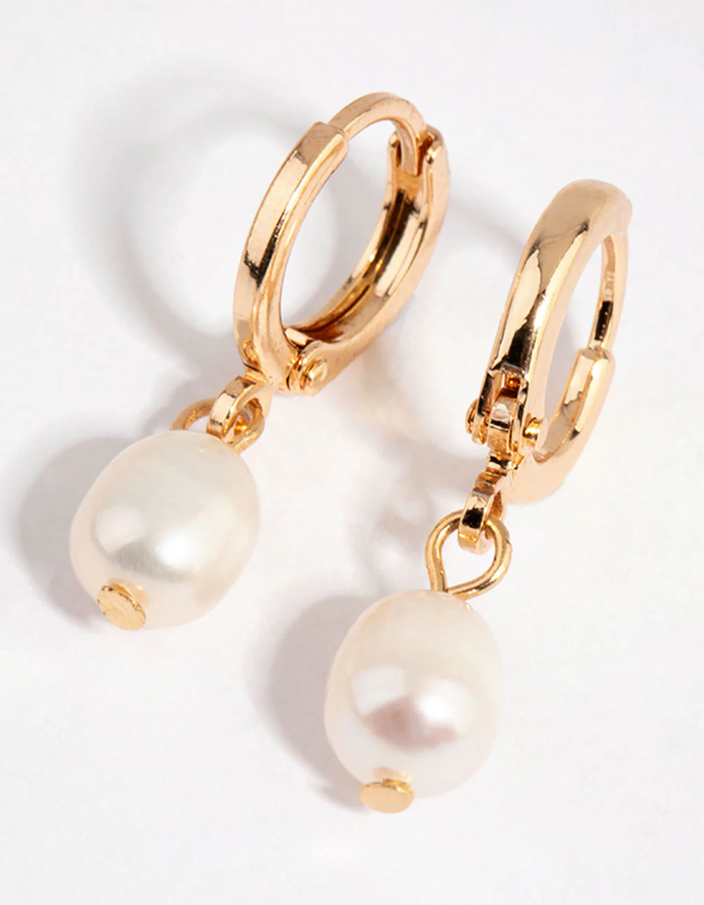 Gold Freshwater Pearl Huggie Earrings - Image 5