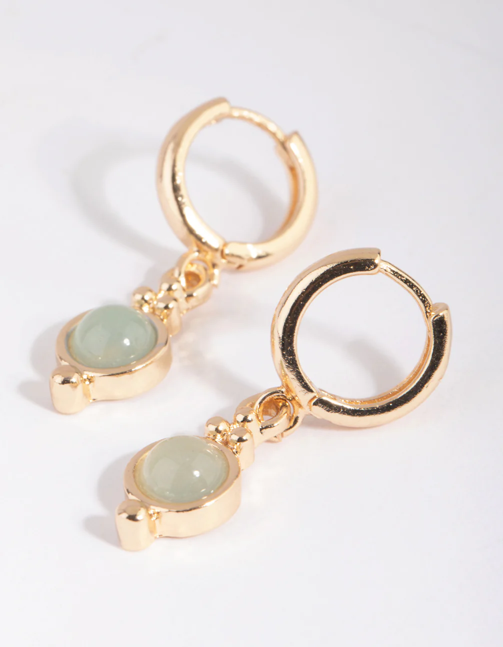 Jade Semi-Precious Huggie Hoop Earrings - Image 3