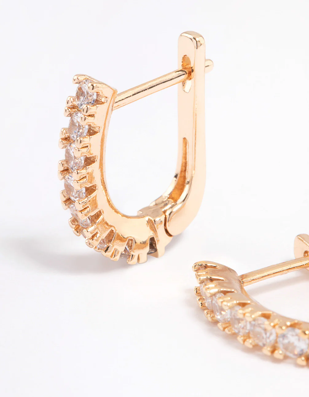 Gold Mini Classic Diamante Huggie Earring - Image 2