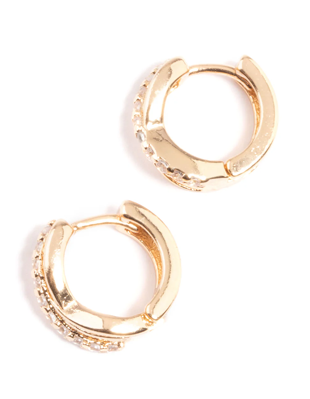 Gold Mini Cubic Zirconia Twist Huggie Earrings - Image 9