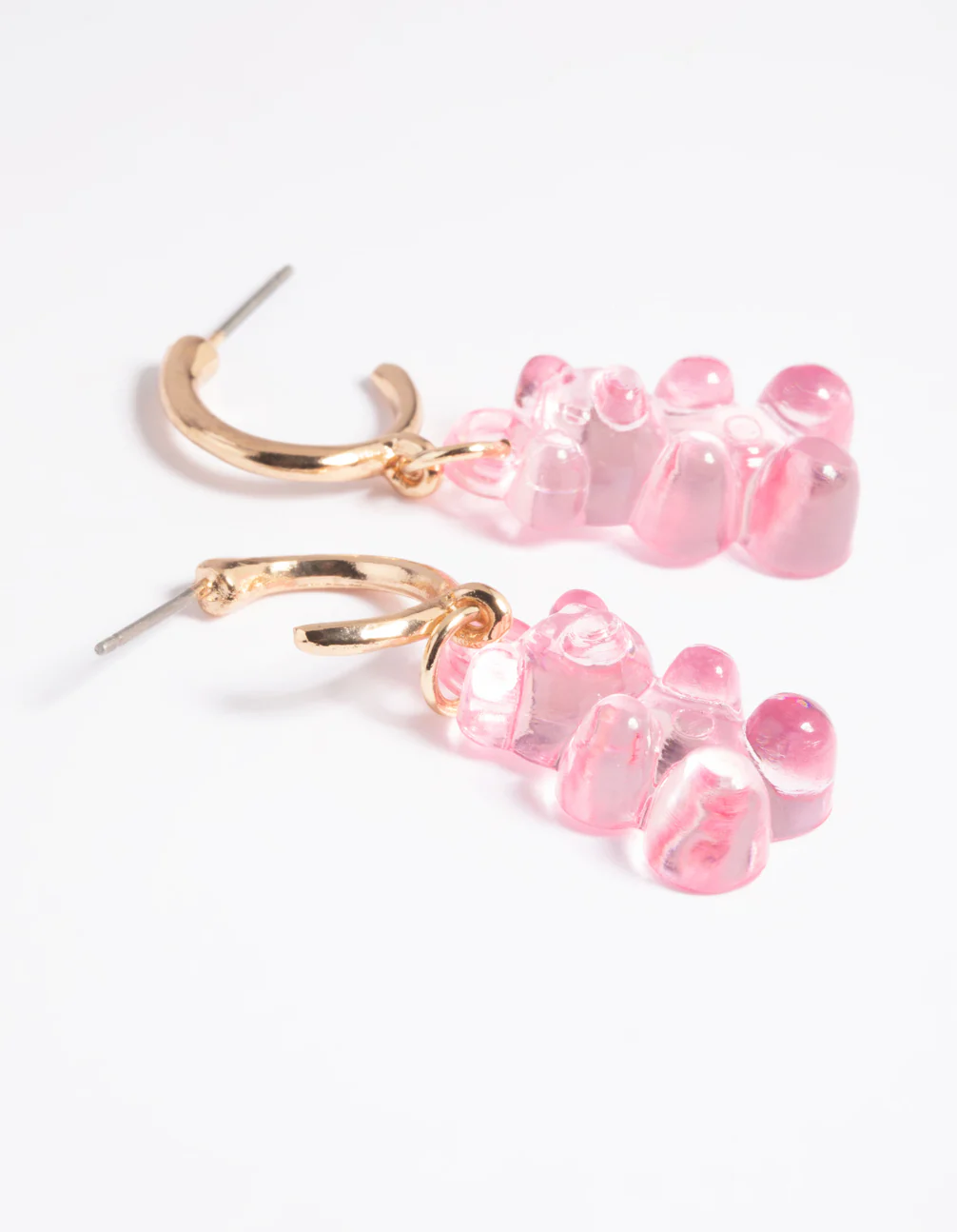 Pink Cute Bear Huggie Hoop Earrings - Image 3