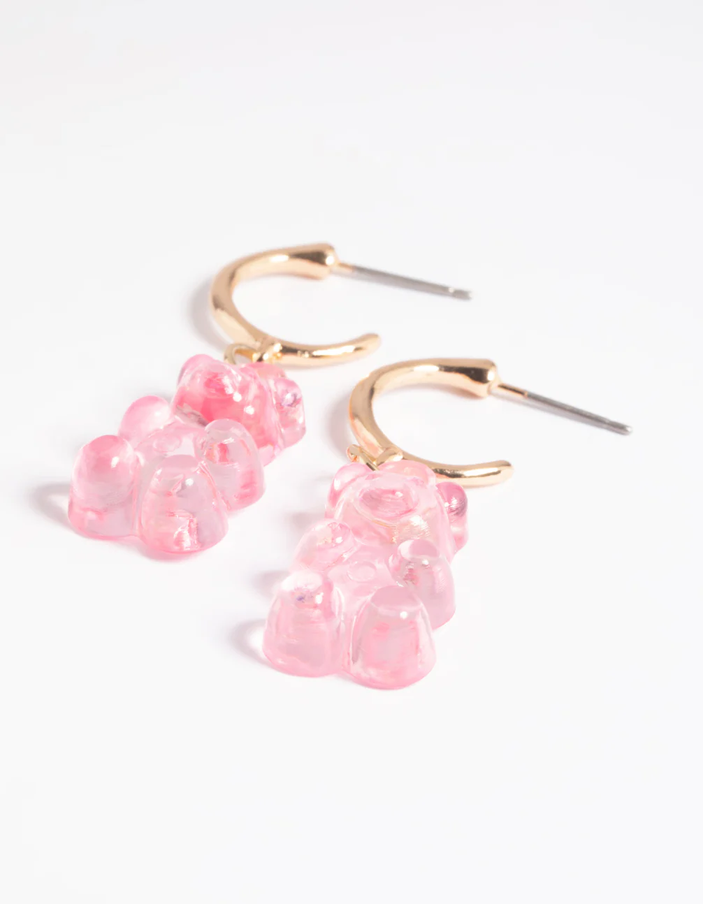 Pink Cute Bear Huggie Hoop Earrings - Image 4