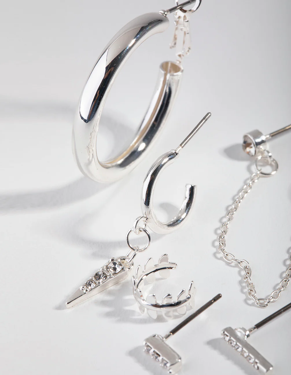 Silver Hoop & Diamante Pack Earring - Image 3