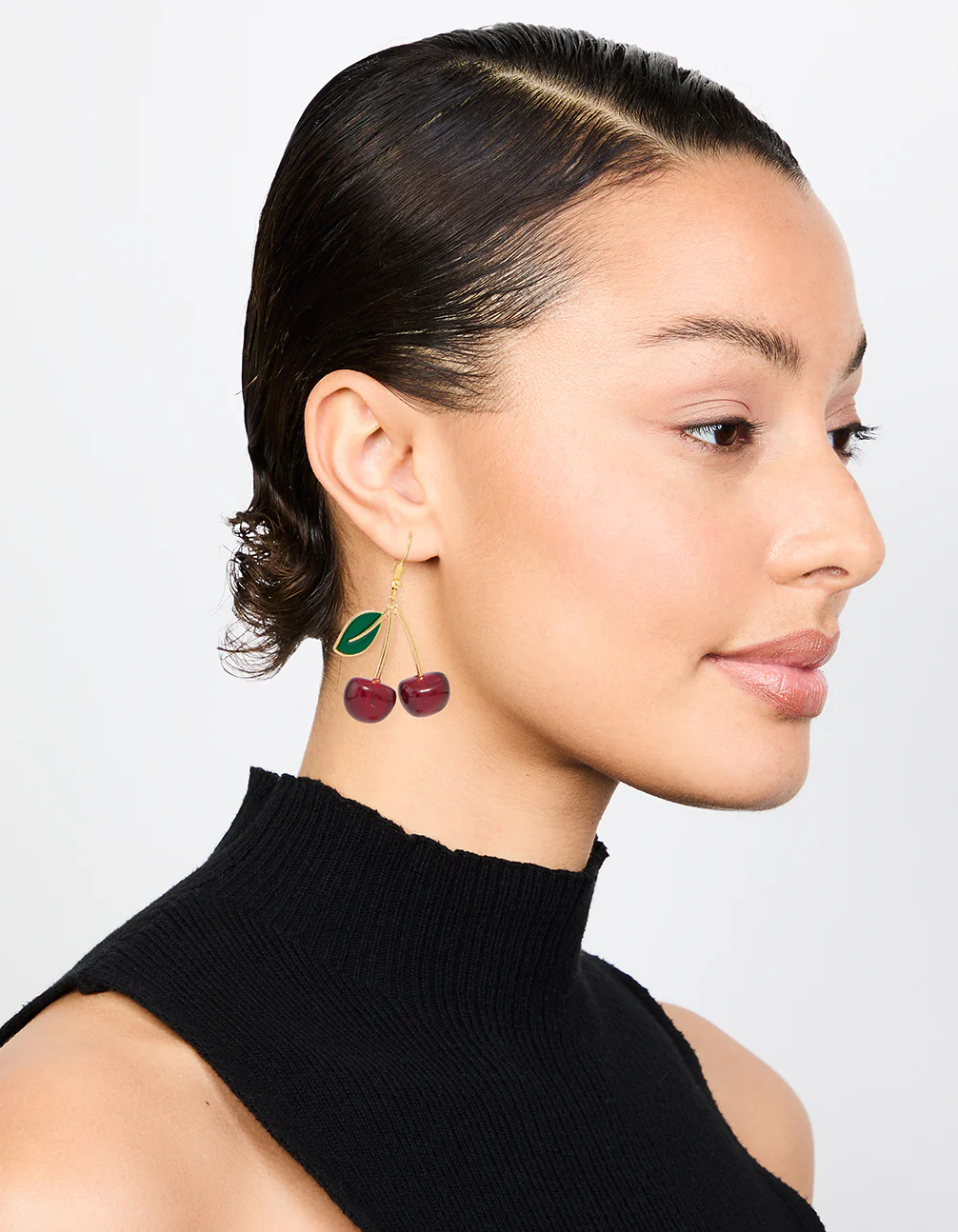Cherry Leaf Acrylic Drop Earrings - Image 3