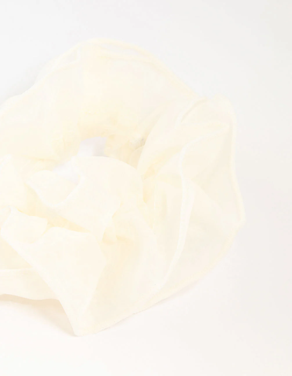 Chiffon Pink & White Fabric Layered Scrunchies 2-Pack - Image 3