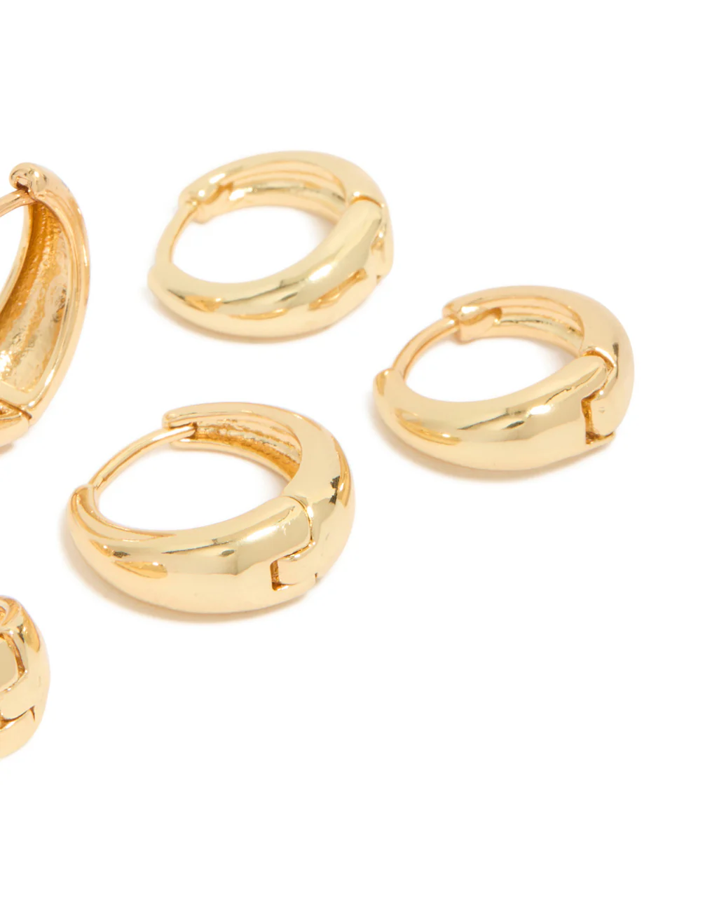 Classic Gold Plated Brass Chunky Hoop Earrings 3-Pack - Image 5