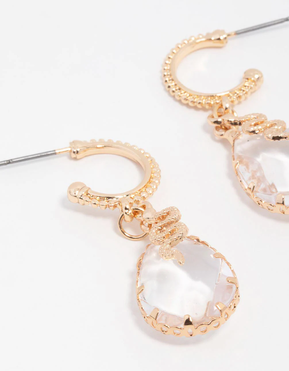 Cluster Quartz Snake Facet Hoop Earrings - Image 2